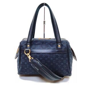 Louis Vuitton Navy Blue M92414 Min Lin Monogram Josephine PM Bag W/ Strap Auth